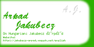 arpad jakubecz business card